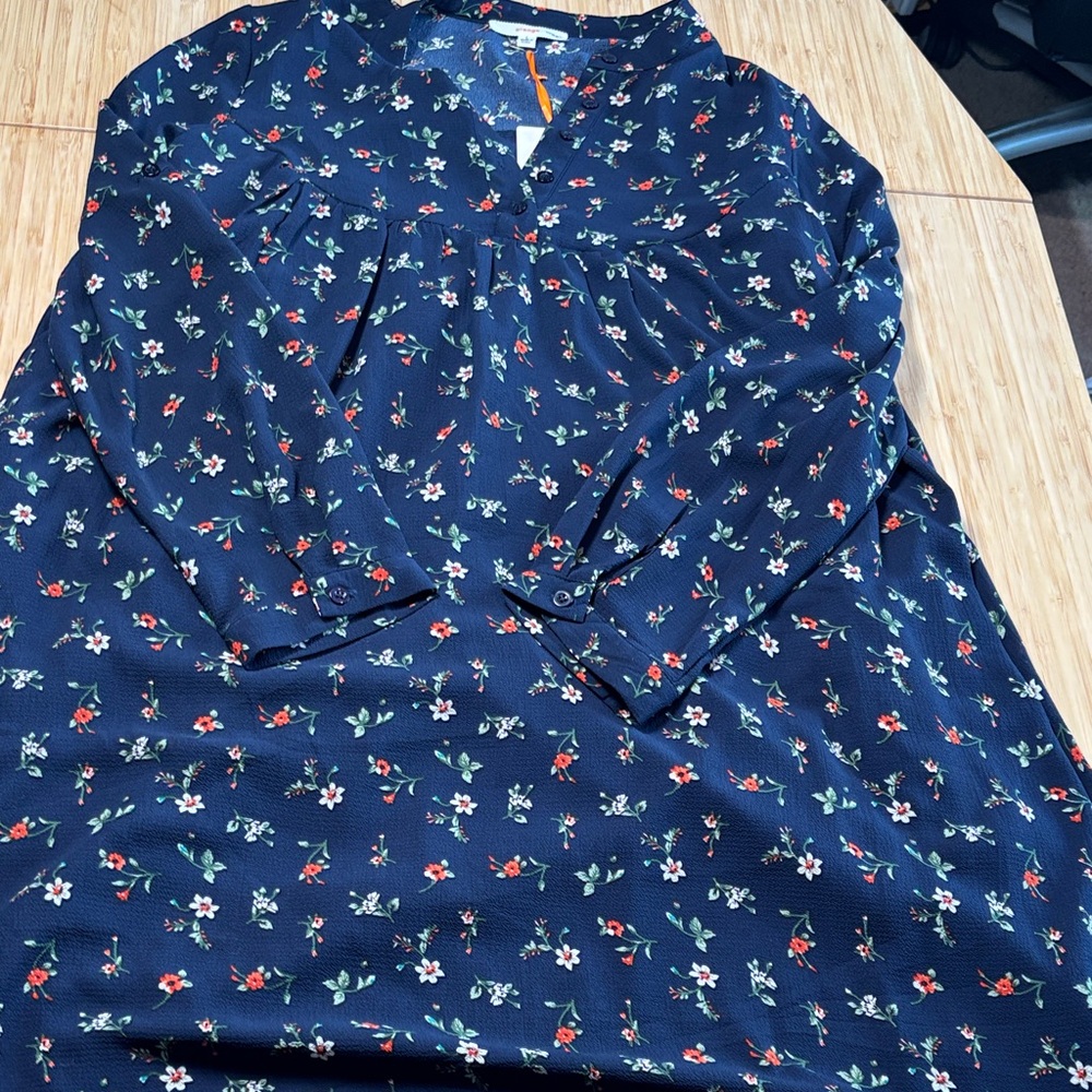 Orange Creek Midnight Blue Floral Top